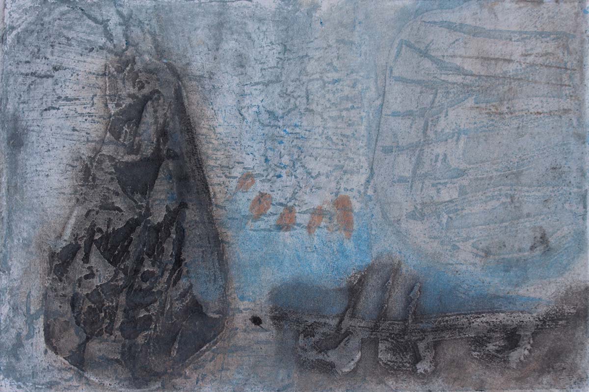 Ghost rock
1/1 woodblock/ dry point
Framed 300x400
$325