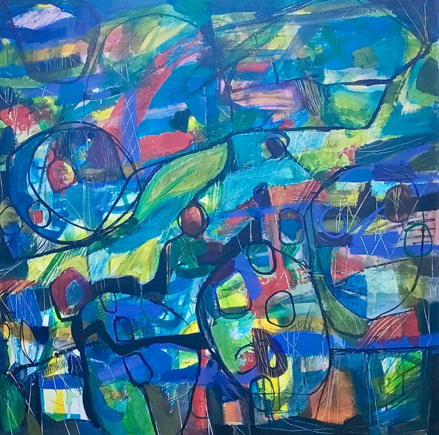 "Road travelled" Acrylic on canvas.
Size medium to large. Square format at 910 mm x 910 mm.
For sale