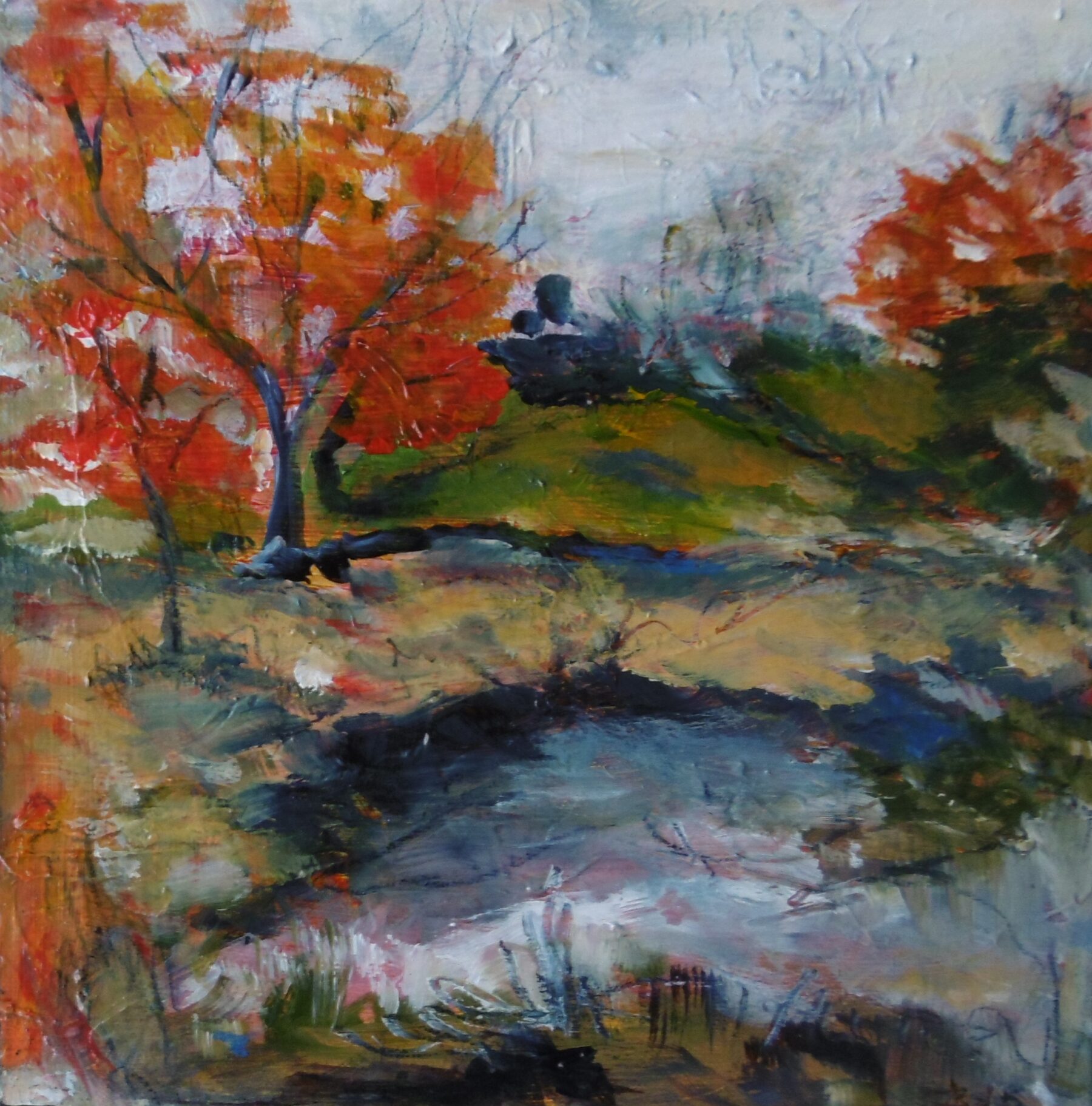 Autumnal Scene>framed  - Acrylic on canvas - 25 x 25 cm  -  $250 