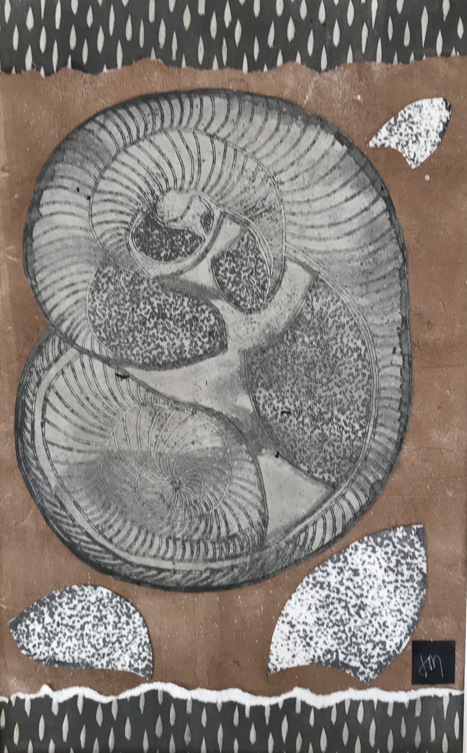 <strong>Coastal Convolutions<strong>
Etching, woodcut & collage