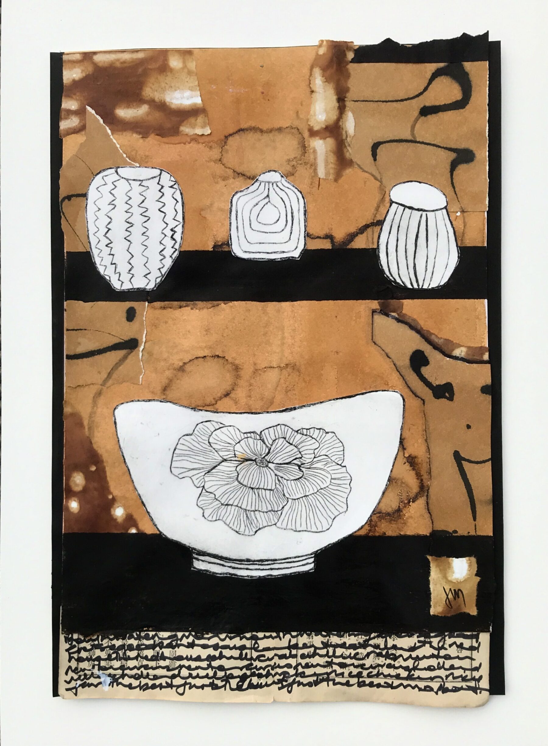 Shelved
Mixed media & collage
Framed in a white box frame