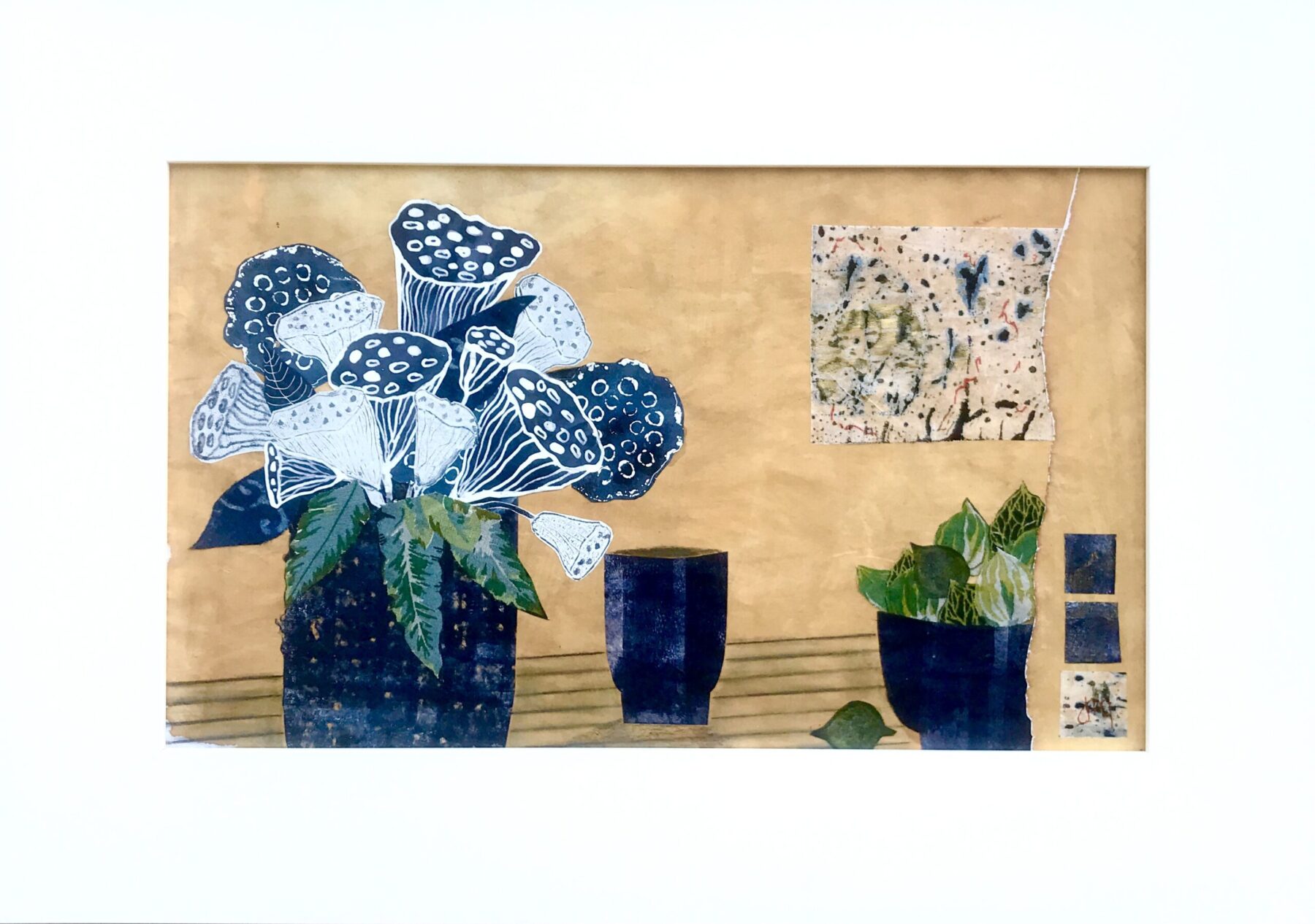 Still Life With Lotus Pods
Mixed media collage.
Framed.    SOLD