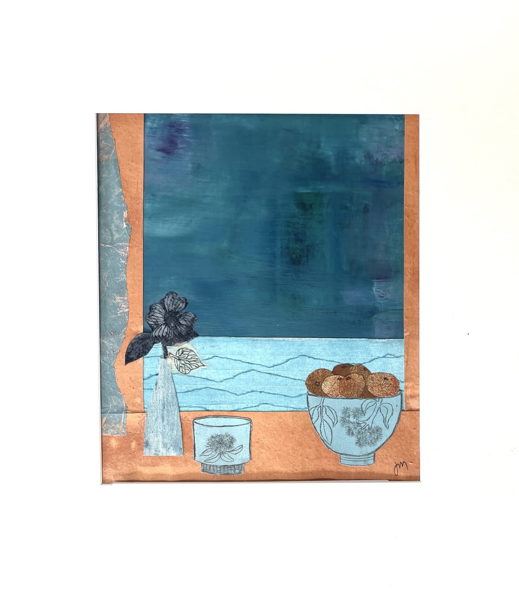 Seaside Serenity
Mixed media collage
Framed with a natural wood slimbox frame. 
530mm H x 490mm W